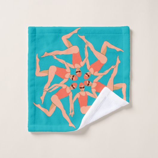 Schwimmer - Synchronschwimmkurographie Badhandtuch Set (Waschlappen)