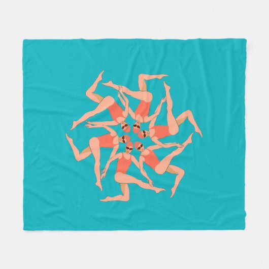 Schwimmer - Synchronschwimmkurographie Fleecedecke (Vorderseite (Horizontal))