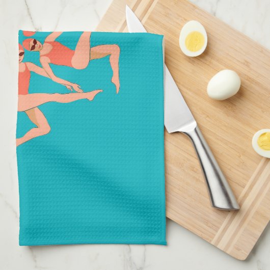 Schwimmer - Synchronschwimmkurographie Geschirrtuch (Viertel Falte)