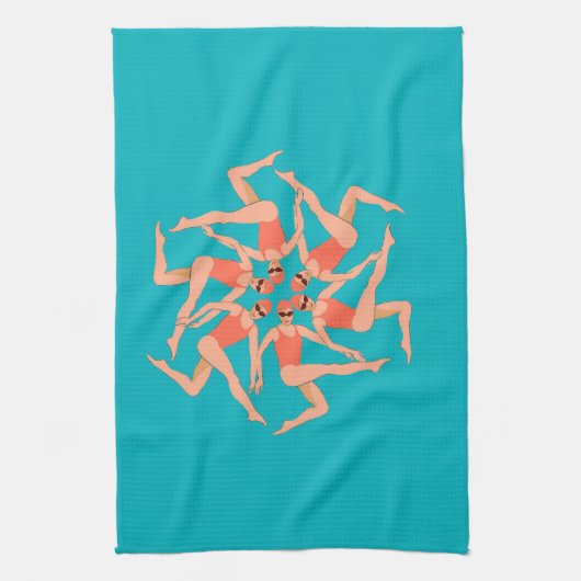 Schwimmer - Synchronschwimmkurographie Geschirrtuch (Vertikal)