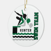 Schwimmer / Tauchteam - Grün - Junge Keramik Ornament (Links)