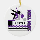 Schwimmer / Tauchteam - Lila - Junge Keramik Ornament (Vorne)