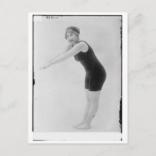 Schwimmerin im Vintage-Stil Postkarte