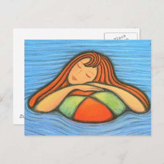 Schwimmerin Postkarte (Vorne/Hinten)