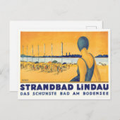 Schwimmermädchen am Strandbad Lindau Bodensee, Deu Postkarte (Vorne/Hinten)
