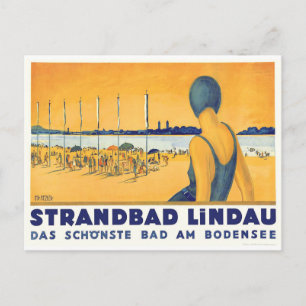 Schwimmermädchen am Strandbad Lindau Bodensee, Deu Postkarte