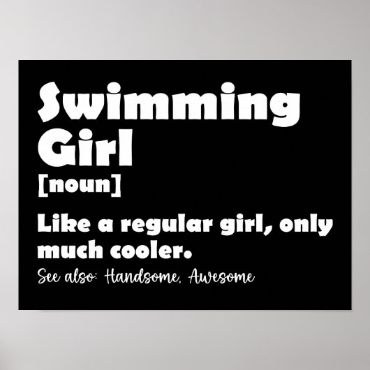 Schwimmermädchen Definition Funny Swimmer Girls Poster (Vorne)
