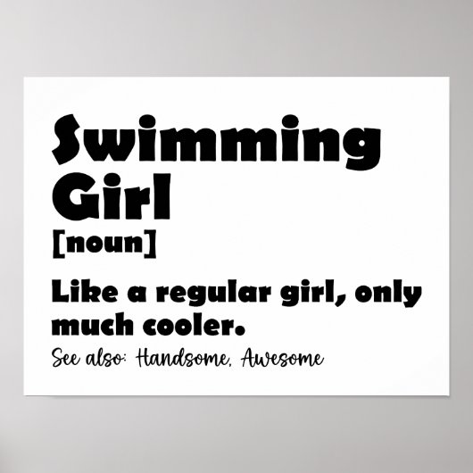 Schwimmermädchen Funny Definition Schwimmermädchen Poster (Vorne)