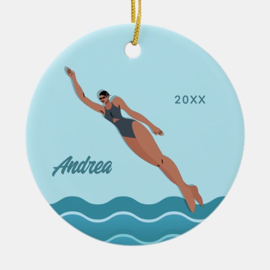 Schwimmermädchen Keramik Ornament (Vorne)