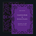 SCHWIMMERVORLAGE EINLADUNG<br><div class="desc">Unser schönes,  wirbelfarbenes Design verleiht dieser lila und schwarz-gotischen Hochzeitskollektion ein modernes Element. Ideal für eine dunkle Hochzeit oder Halloween-Affäre.</div>