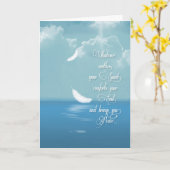 Schwimmfedern über dem Ozean für Beileid Karte (Gelbe Blume)