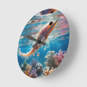 Schwimmfisch Runde Wanduhr (Winkel)