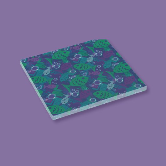 Schwimmfische und Blasen Vibranntes Reef Muster Glasuntersetzer