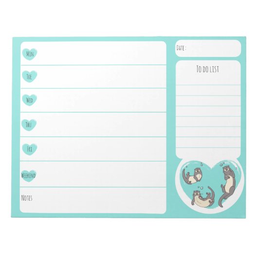 Schwimmfluss Otter Weekly Planer Notepad Notizblock (Vorderseite)