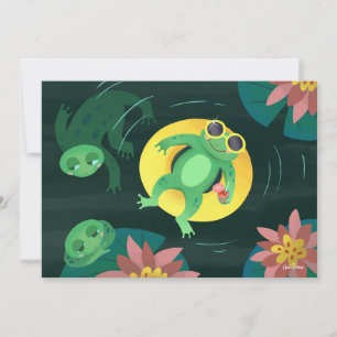 Schwimmfrosch gelbe Sonnenbrille DIY leer Einladung