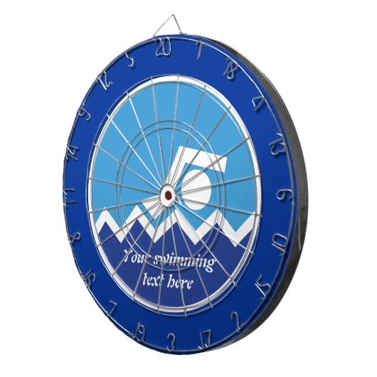 Schwimmgeschenke, Schwimmer auf einem blauen Kreis Dartscheibe (Vorderseite rechts)