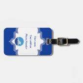 Schwimmgeschenke, Schwimmer auf einem blauen Kreis Gepäckanhänger (Vorderseite horizontal)