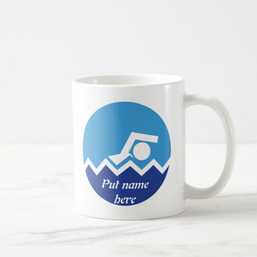 Schwimmgeschenke, Schwimmer auf einem blauen Kreis Kaffeetasse (Rechts)