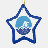 Schwimmgeschenke, Schwimmer auf einem blauen Kreis Keramikornament (Links)