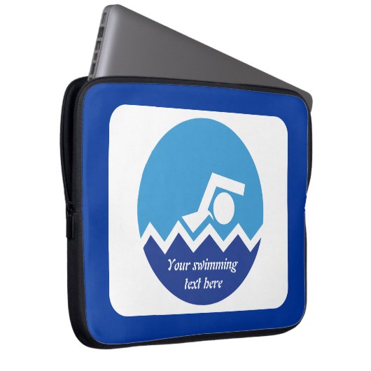 Schwimmgeschenke, Schwimmer auf einem blauen Kreis Laptopschutzhülle (Vorne Rechts)