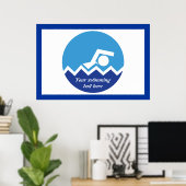 Schwimmgeschenke, Schwimmer auf einem blauen Kreis Poster (Heimbüro)