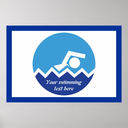 Schwimmgeschenke, Schwimmer auf einem blauen Kreis Poster (Vorne)