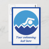 Schwimmgeschenke, Schwimmer auf einem blauen Kreis Postkarte (Vorne/Hinten)