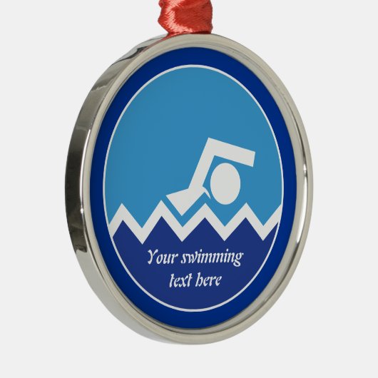 Schwimmgeschenke, Schwimmer auf einem blauen Kreis Silbernes Ornament (Rechts)