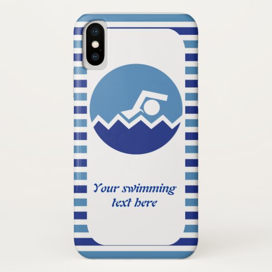 Schwimmgeschenke, Schwimmer Ikone blaue Streifen Case-Mate iPhone Hülle (Rückseite)