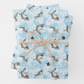 Schwimmhaie, Monogramm hinzufügen Geschenkpapier Set (Beispiel)