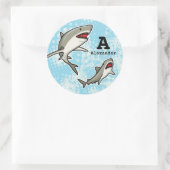 Schwimmhaie, Name des Kindes und Monogramm hinzufü Runder Aufkleber (Tasche)