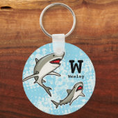 Schwimmhaie, Name des Kindes und Monogramm hinzufü Schlüsselanhänger (Vorderseite)