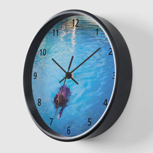Schwimmhund Akrylwand Uhr (Winkel)