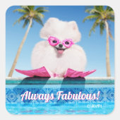 Schwimmhund in Schwimmern Quadratischer Aufkleber (Vorderseite)