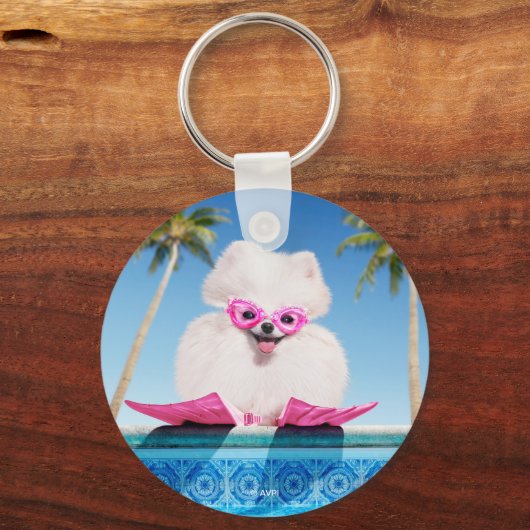 Schwimmhund in Schwimmern Schlüsselanhänger (Vorderseite)