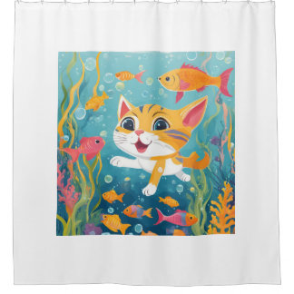 Schwimmkatze Duschvorhang