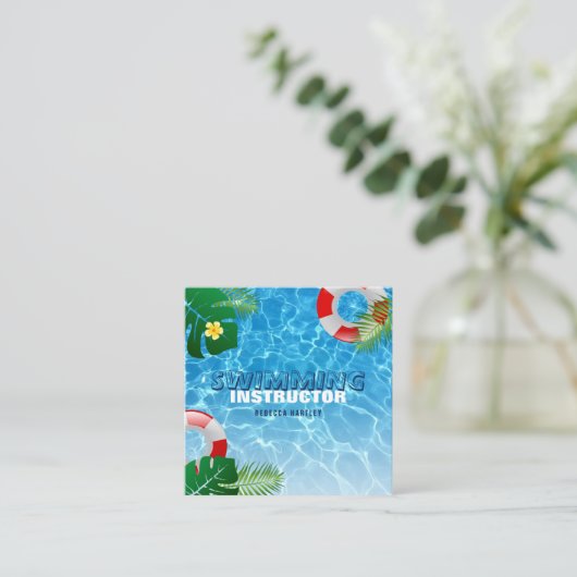 Schwimmlehrer Quadratische Visitenkarte (Stehend Vorderseite)