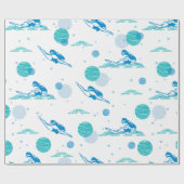 Schwimmmädchen im Wasserkunstmuster Geschenkpapier (Flach)