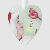 SCHWIMMMÄDCHEN MIT ROTEN BLUME-VALENTINORNAMENS ORNAMENT (Vorderseite)