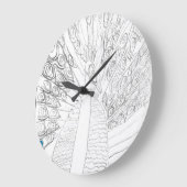 Schwimmpfau Große Wanduhr (Winkel)