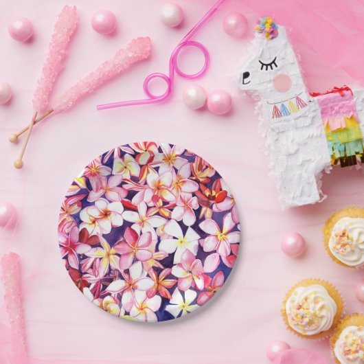 Schwimmplumeria Pappteller (Party)