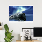 Schwimmpolar Bär & Aurora Poster Printwerbung (Heimbüro)