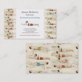 Schwimmschule Lehrer Vintag Französisch Visitenkarte (Vorne/Hinten)