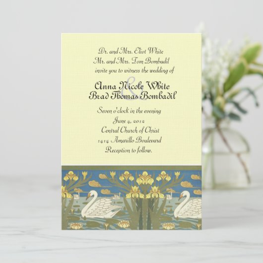 Schwimmschwäne Einladung (Stehend Vorderseite)