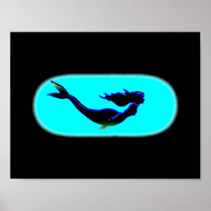 SchwimmschwarzMeerjungfrau Poster