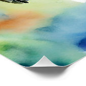 Schwimmsee Schildkröte Abstrakt Wasserfarbe Poster (Ecke)