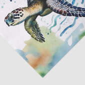 Schwimmsee Schildkröte Abstrakt Wasserfarbe Seidenpapier (Ausschnitt)