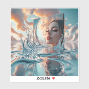 Schwimmspiegelplatte erhebt sich aus dem ruhigen M Aufkleber