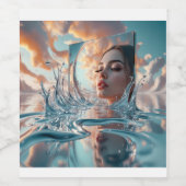 Schwimmspiegelplatte erhebt sich aus dem ruhigen M Weinetikett (Einzelnes Label)