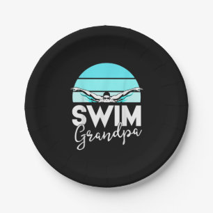 Schwimmteam Grandpa Papa Schwimmbad Meet Schwimmer Pappteller